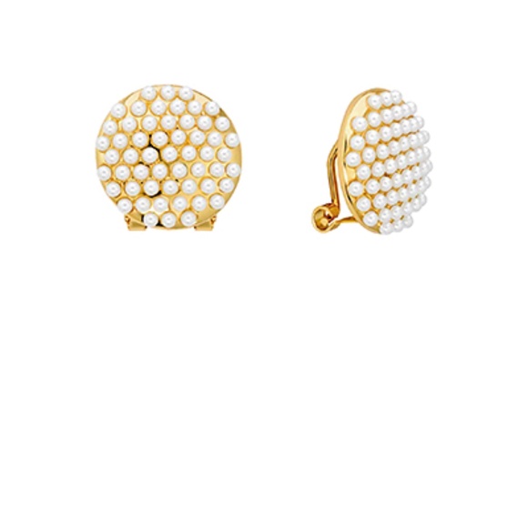 Dotted Pearl Round Clip Earrings - Picture 1 of 1